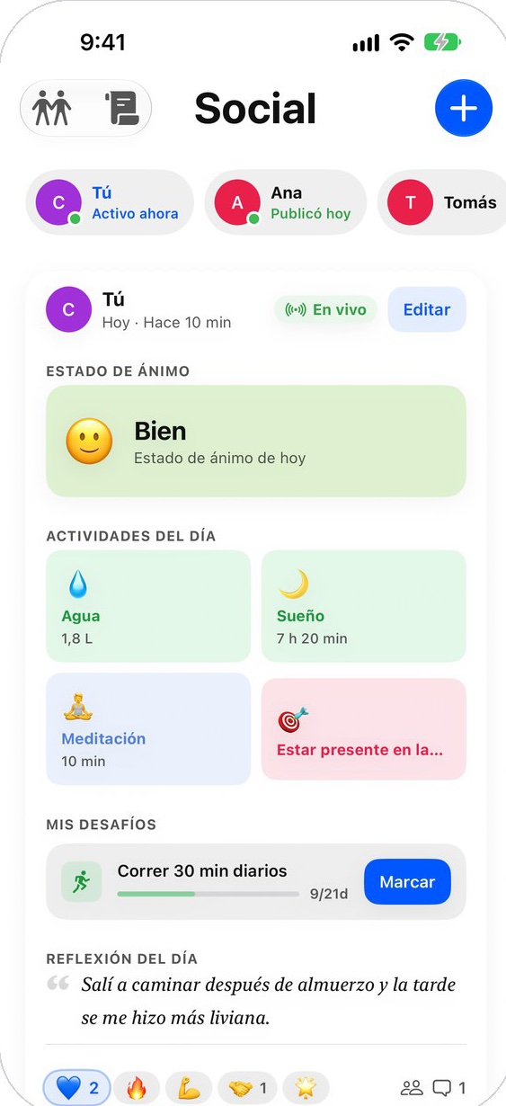 Pantalla Social: el día compartido con tus amigos